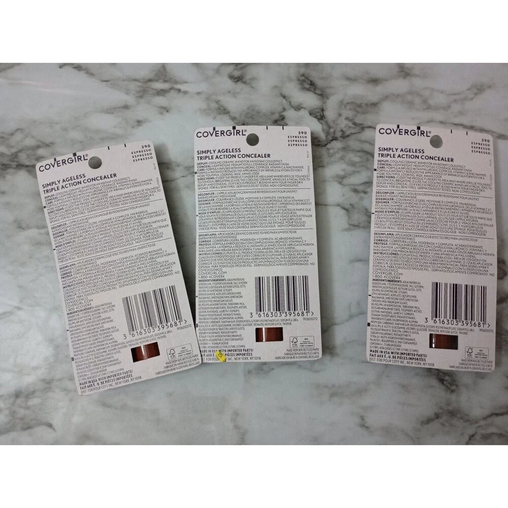 (Bundle) NIP 3 Covergirl Simply Ageless Triple Action Concealer Espresso 390